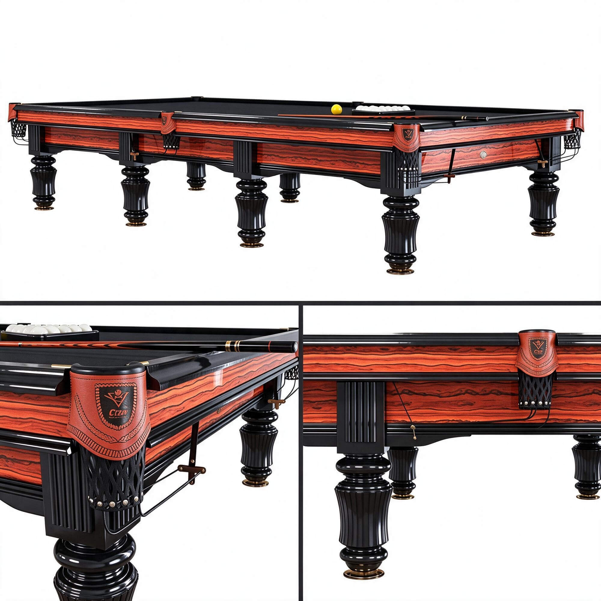 Vintage Wooden Billiard Table 3D Model Luxury Pool Table wit 3D Model