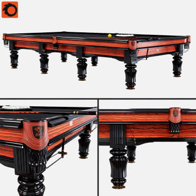 Vintage Wooden Billiard Table 3D Model Luxury Pool Table wit