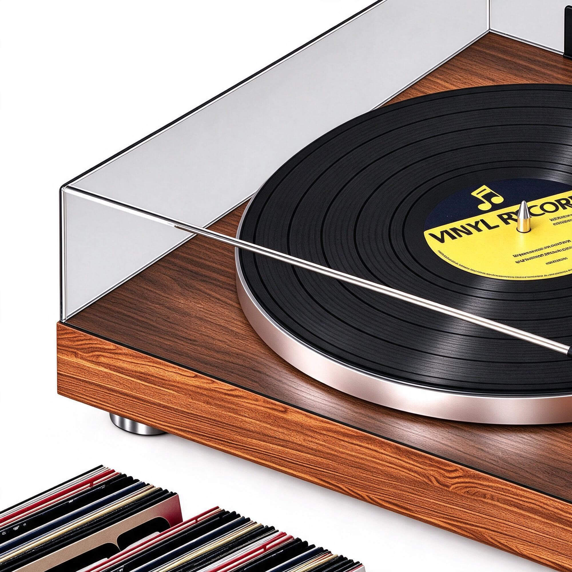 Vinyl Turntable with Vinyl Record Collection 3D Model 3D Model