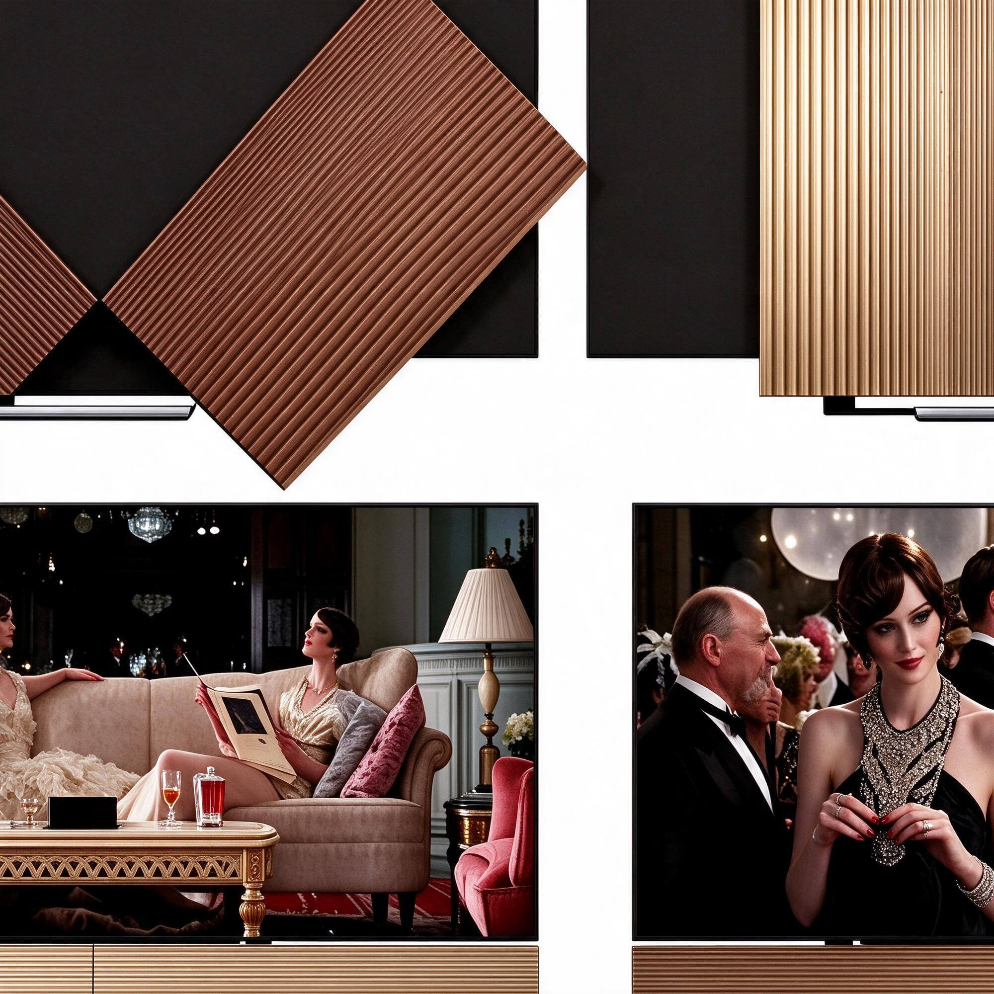 Wood Slat Decorative Cover TV Two Style Versions 3D Model 3D Model