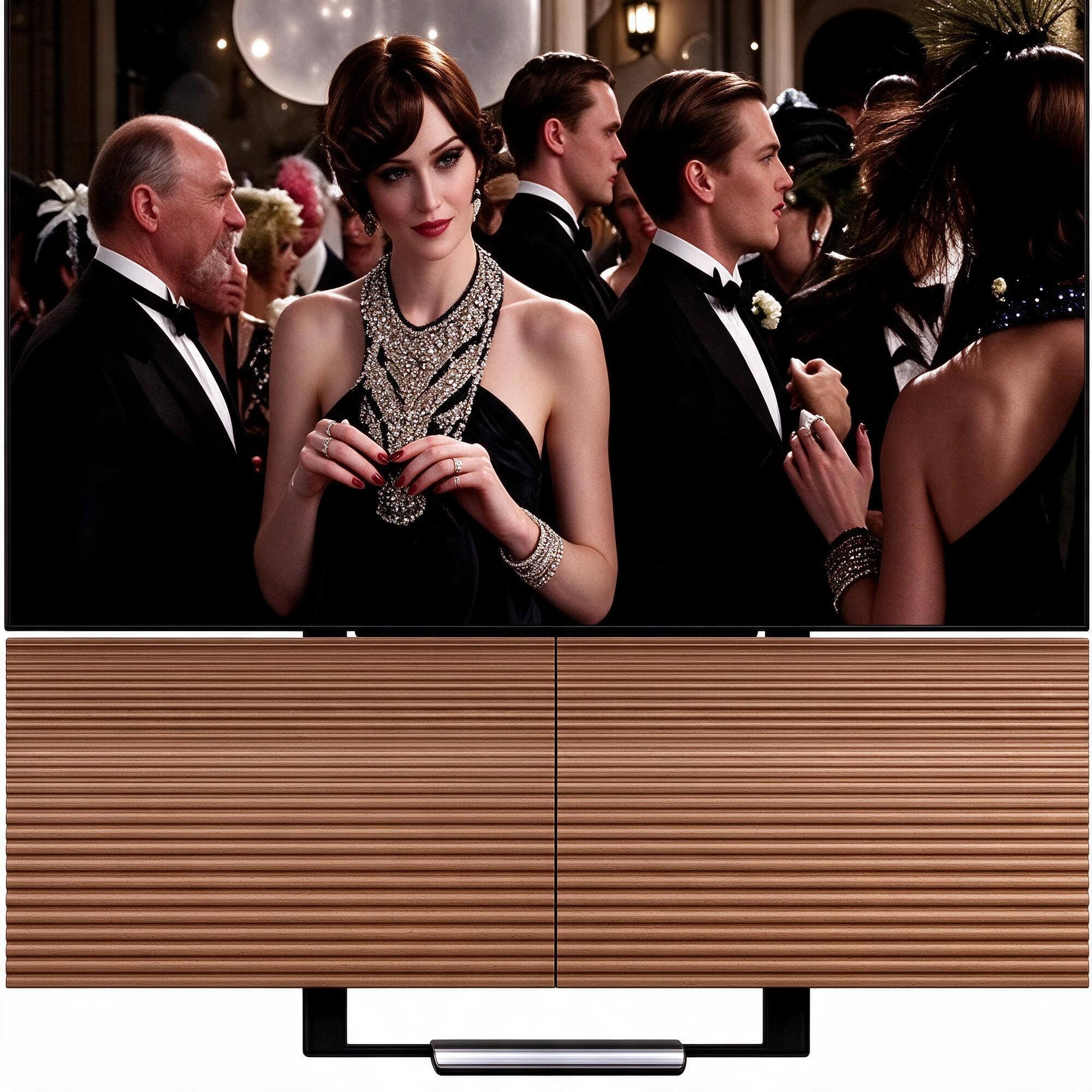 Wood Slat Decorative Cover TV Two Style Versions 3D Model 3D Model
