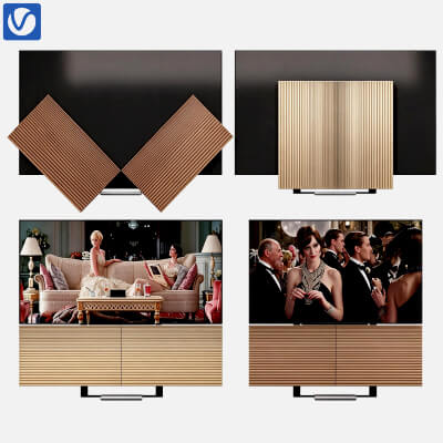 Wood Slat Decorative Cover TV Two Style Versions 3D Model