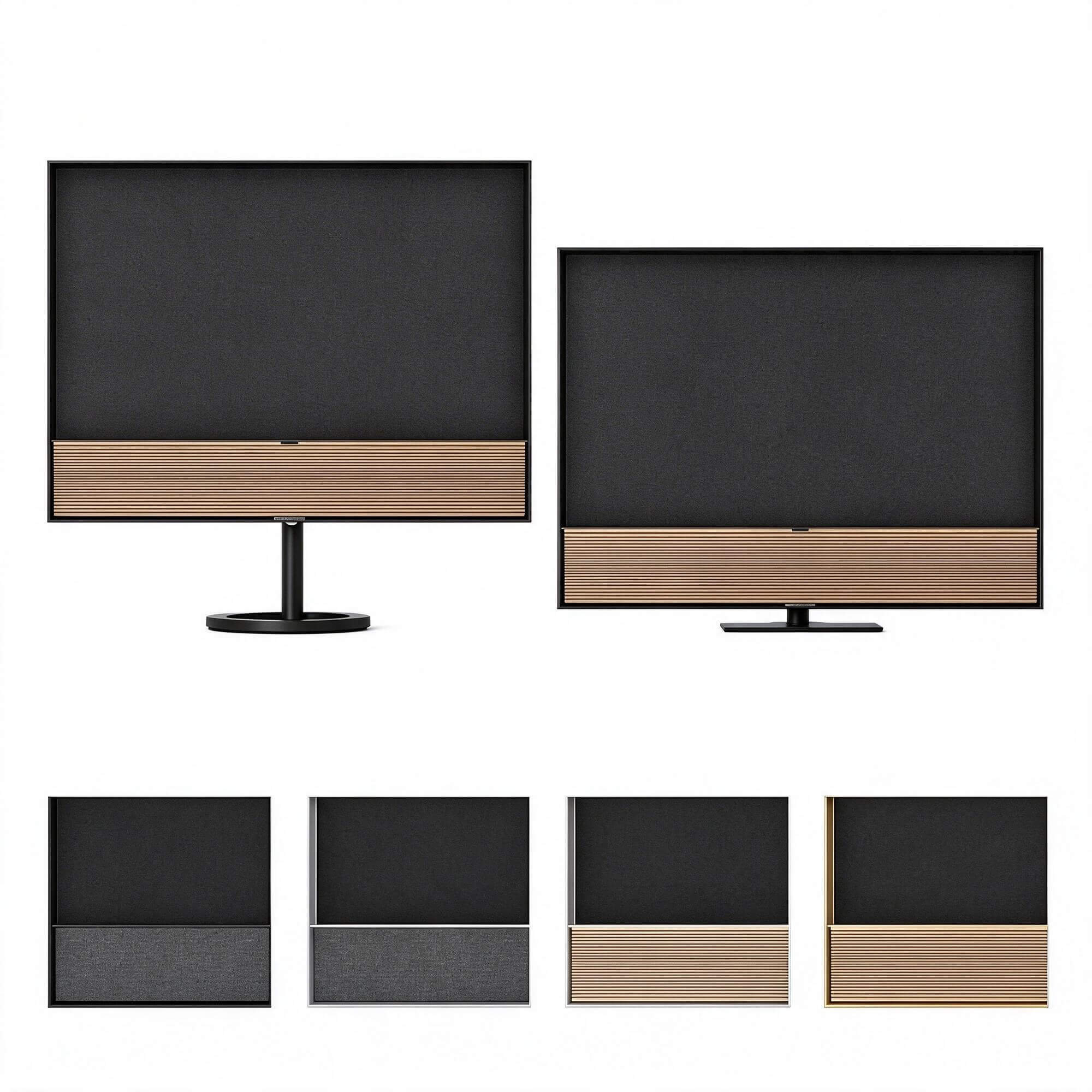 Wooden Strip Fabric TV with Multiple Color Variants 3D Model 3D Model