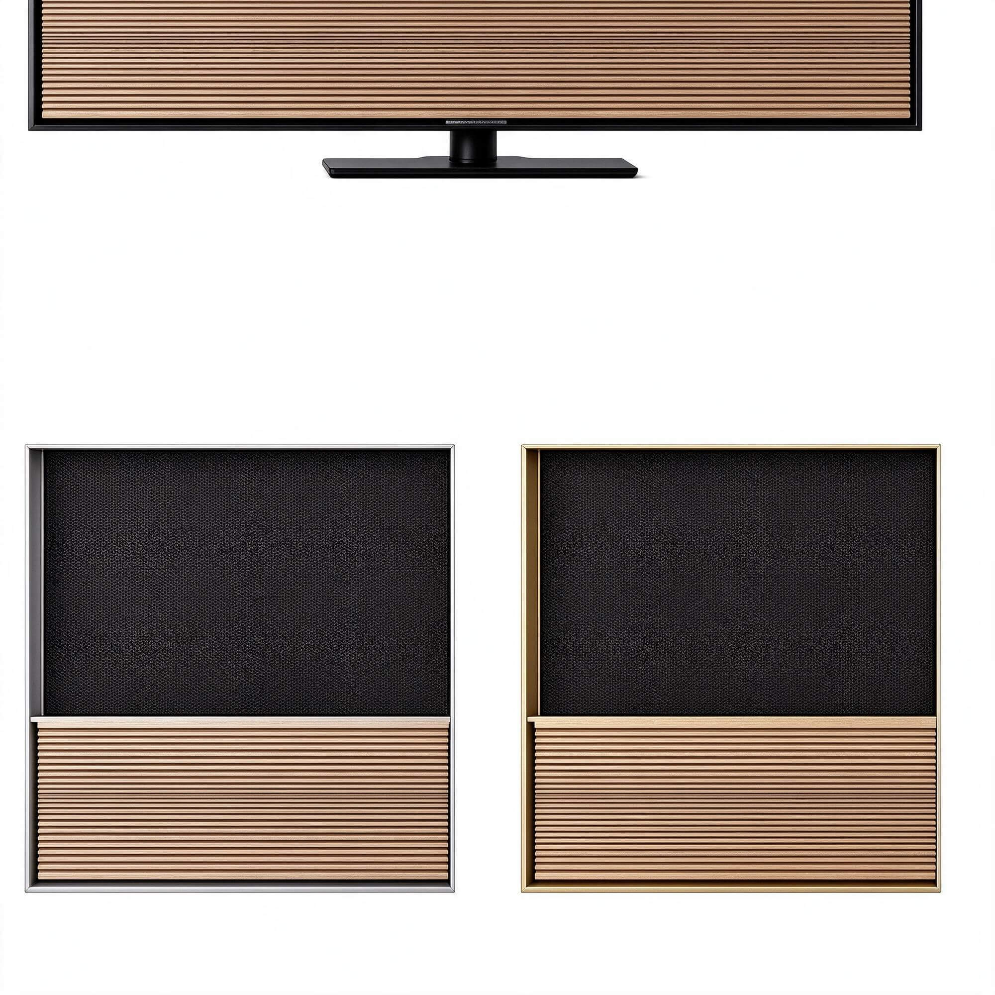 Wooden Strip Fabric TV with Multiple Color Variants 3D Model 3D Model