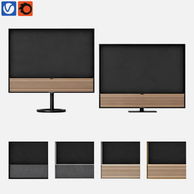 Wooden Strip Fabric TV with Multiple Color Variants 3D Model