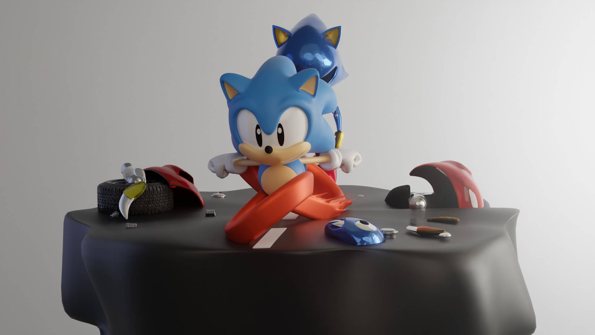 Classic Sonic Vs Metal Sonic 3D Model