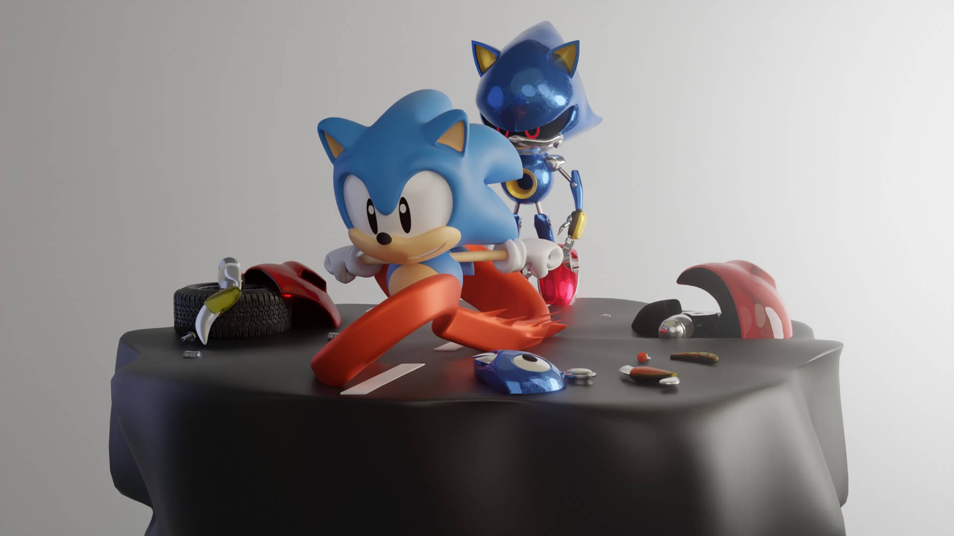 Classic Sonic Vs Metal Sonic 3D Model