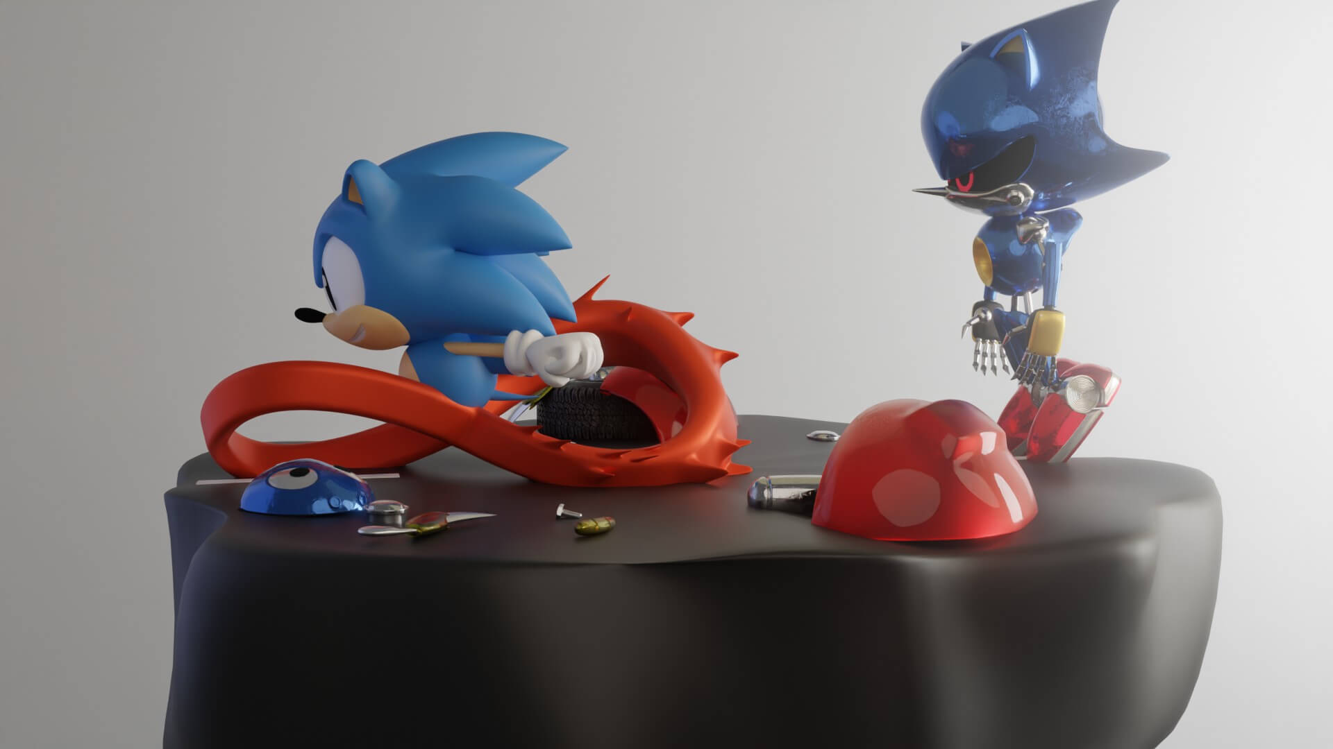Classic Sonic Vs Metal Sonic 3D Model