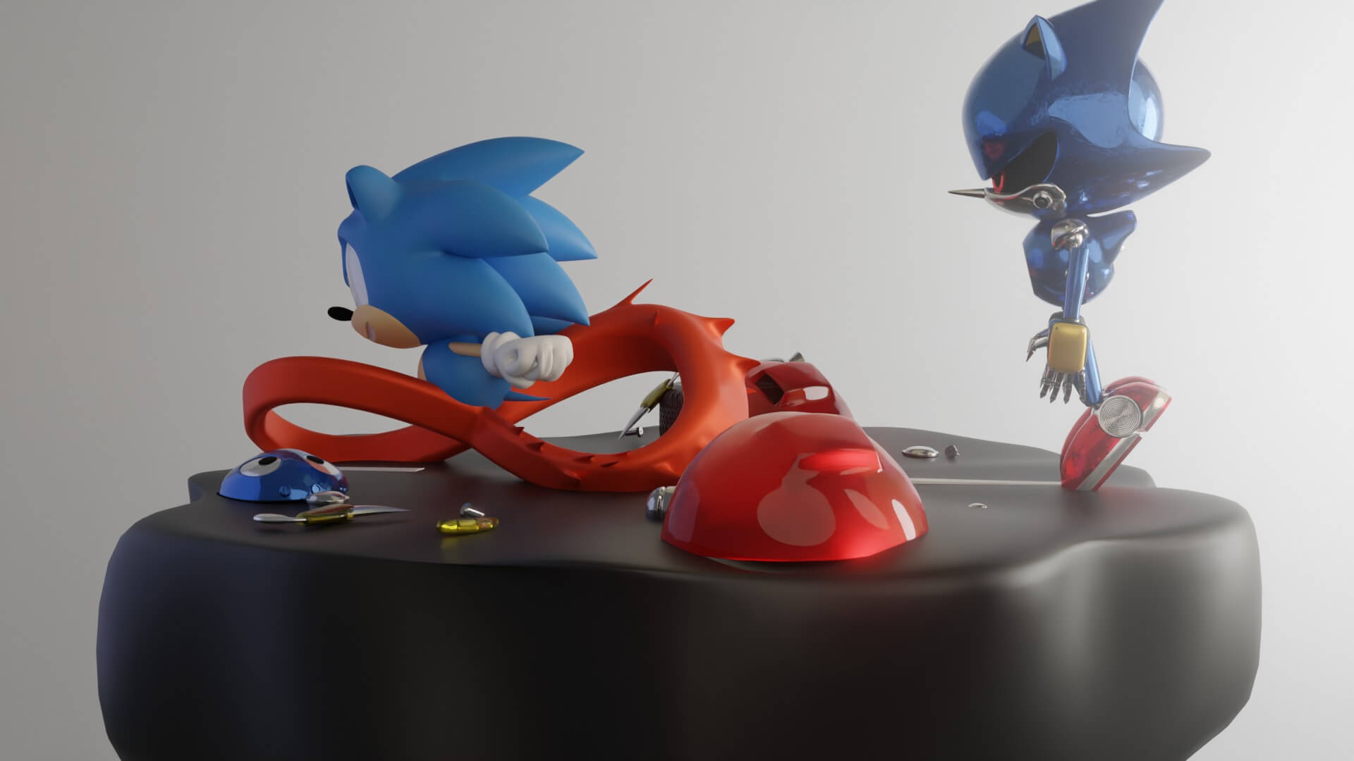 Classic Sonic Vs Metal Sonic 3D Model