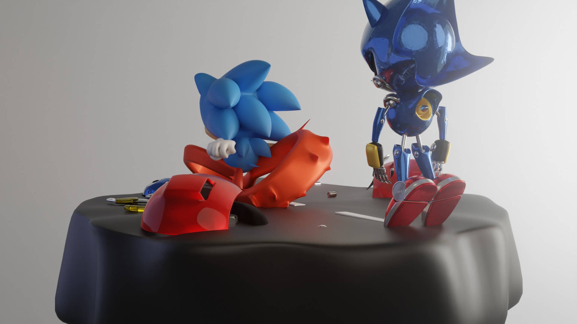 Classic Sonic Vs Metal Sonic 3D Model