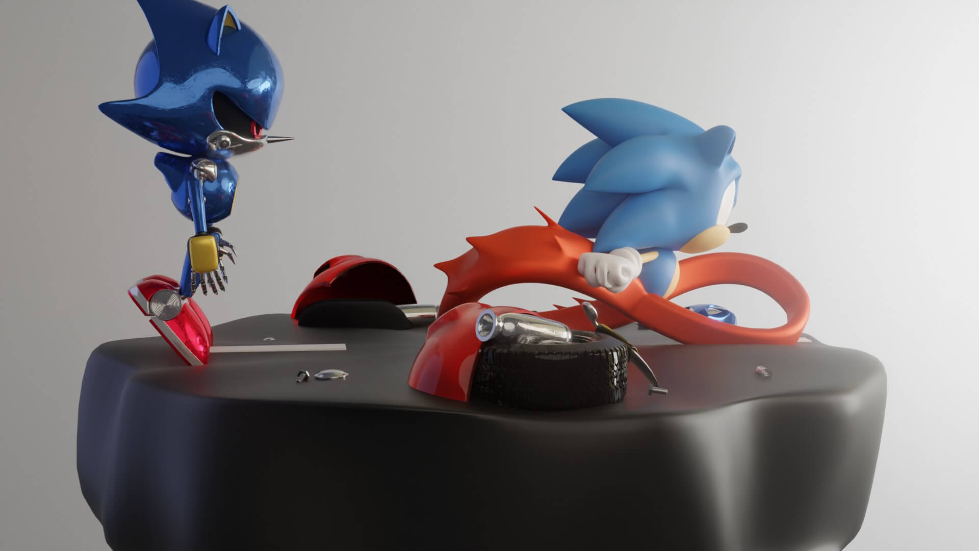 Classic Sonic Vs Metal Sonic 3D Model