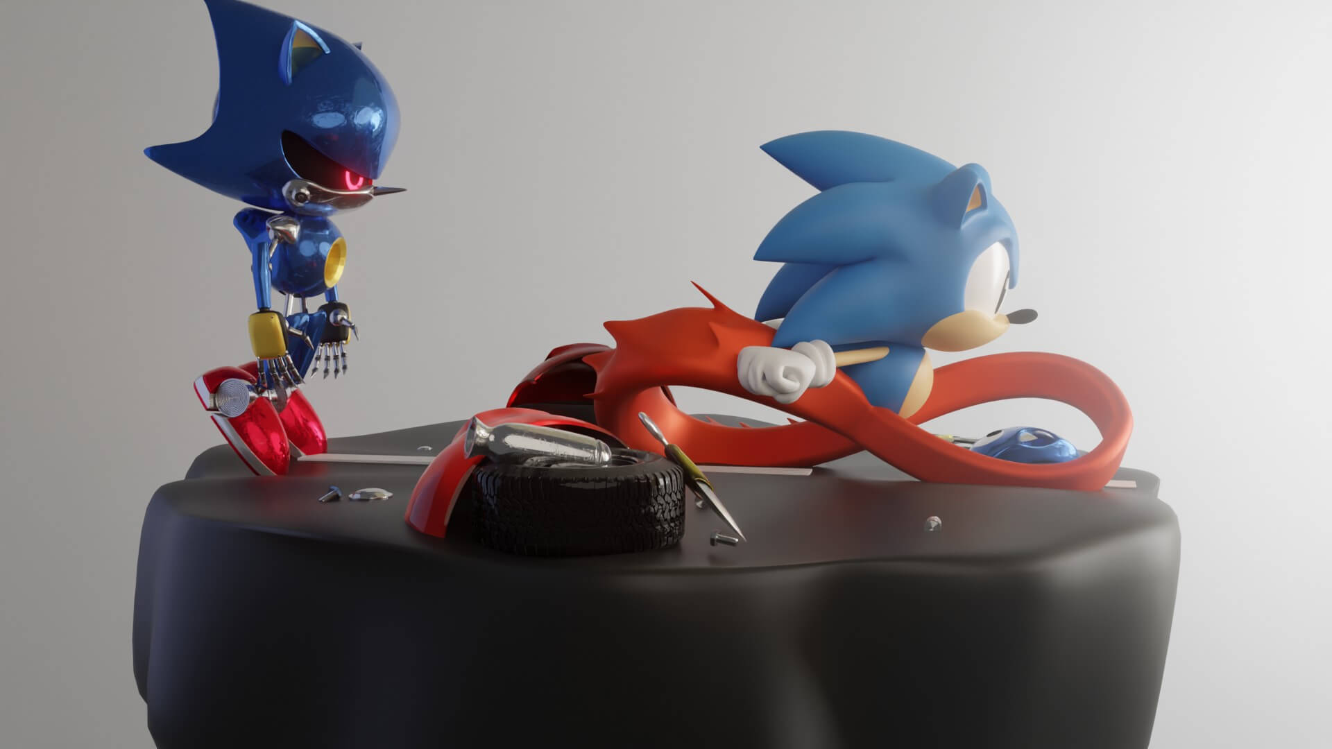 Classic Sonic Vs Metal Sonic 3D Model