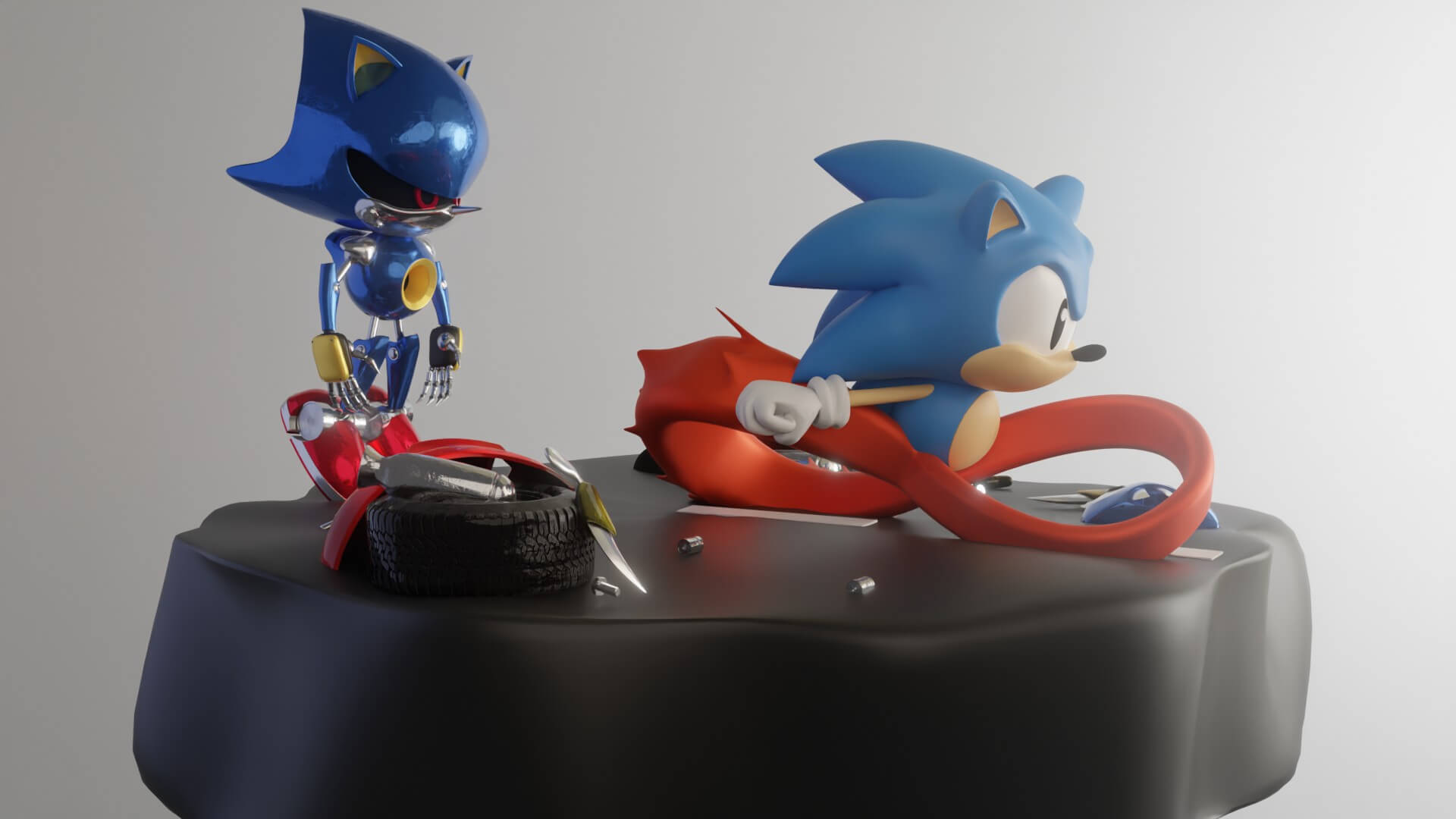 Classic Sonic Vs Metal Sonic 3D Model