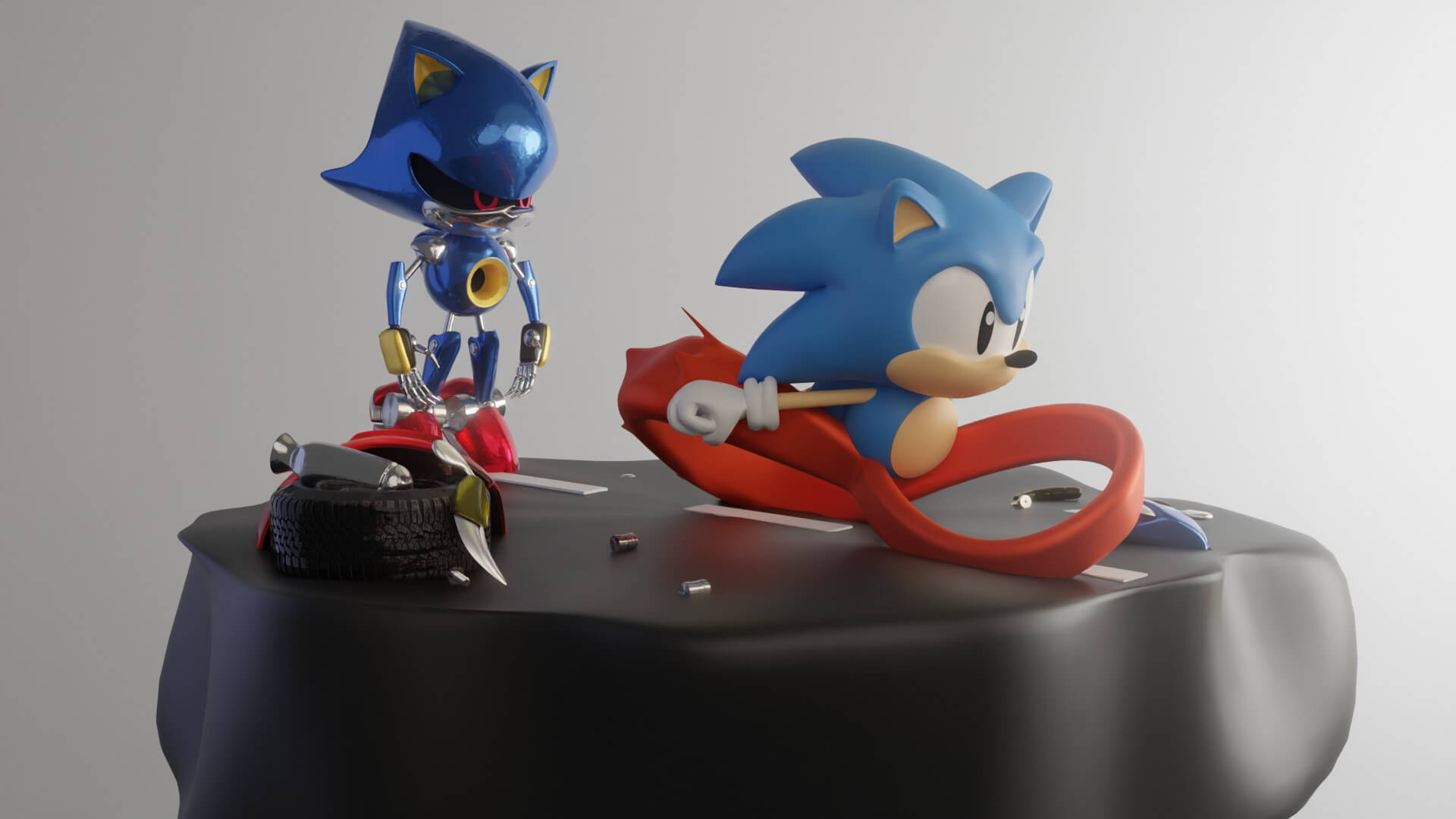 Classic Sonic Vs Metal Sonic 3D Model