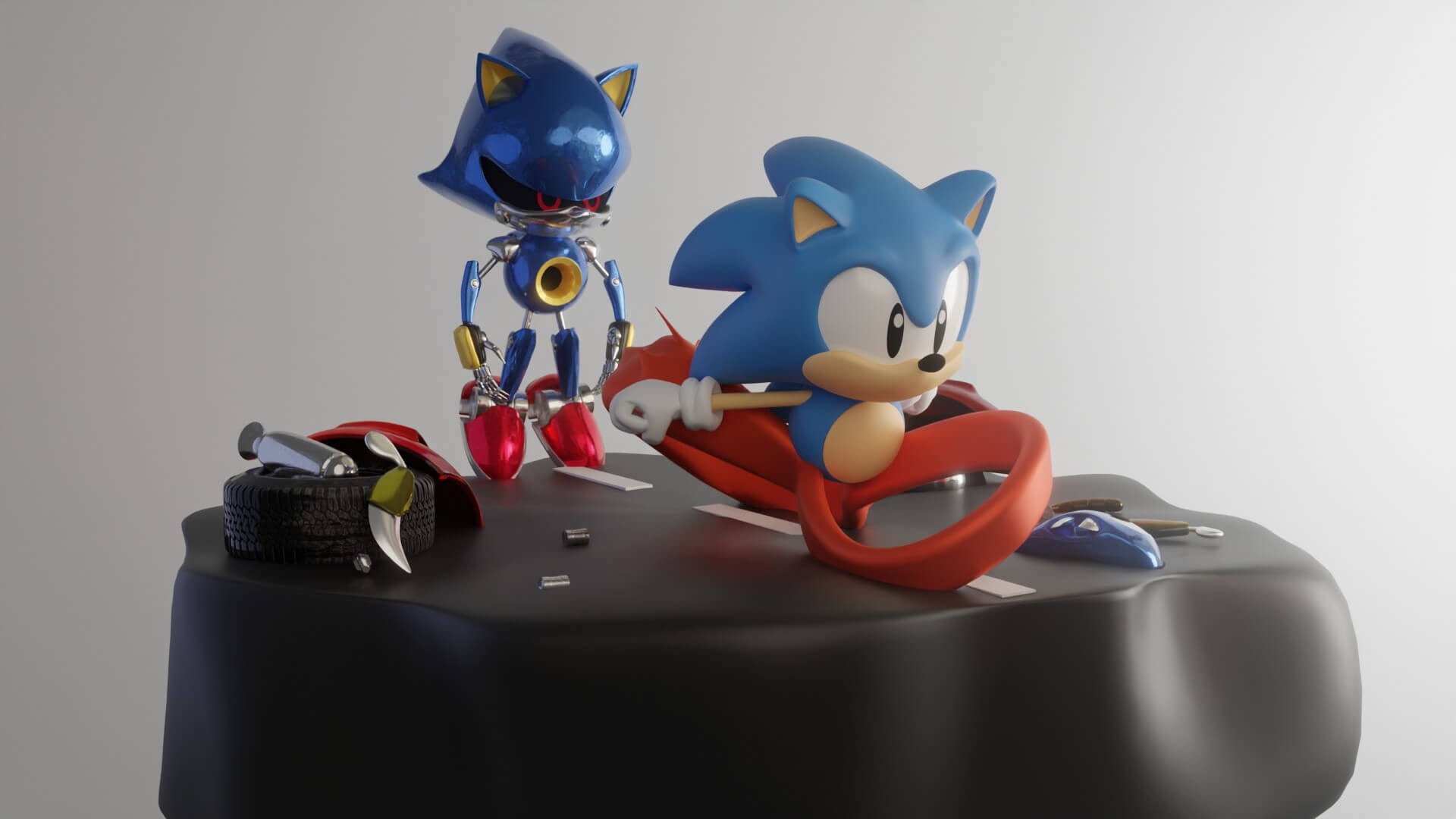 Classic Sonic Vs Metal Sonic 3D Model