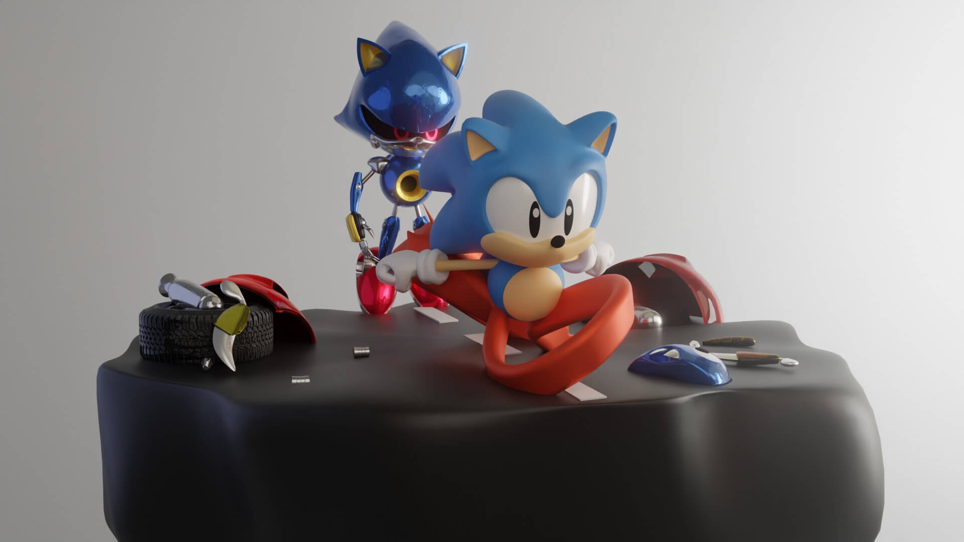 Classic Sonic Vs Metal Sonic 3D Model