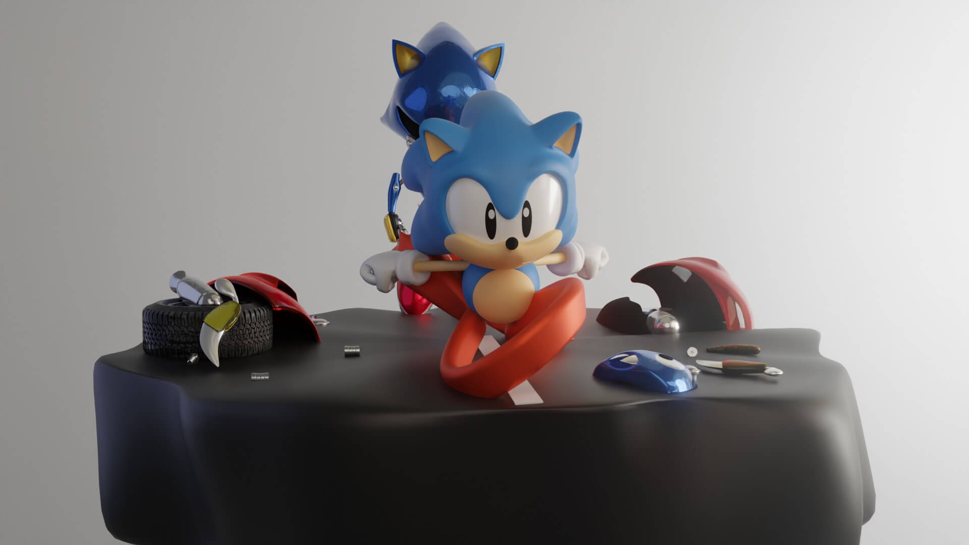 Classic Sonic Vs Metal Sonic 3D Model
