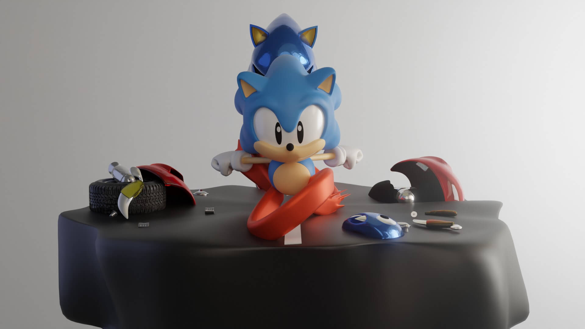 Classic Sonic Vs Metal Sonic 3D Model