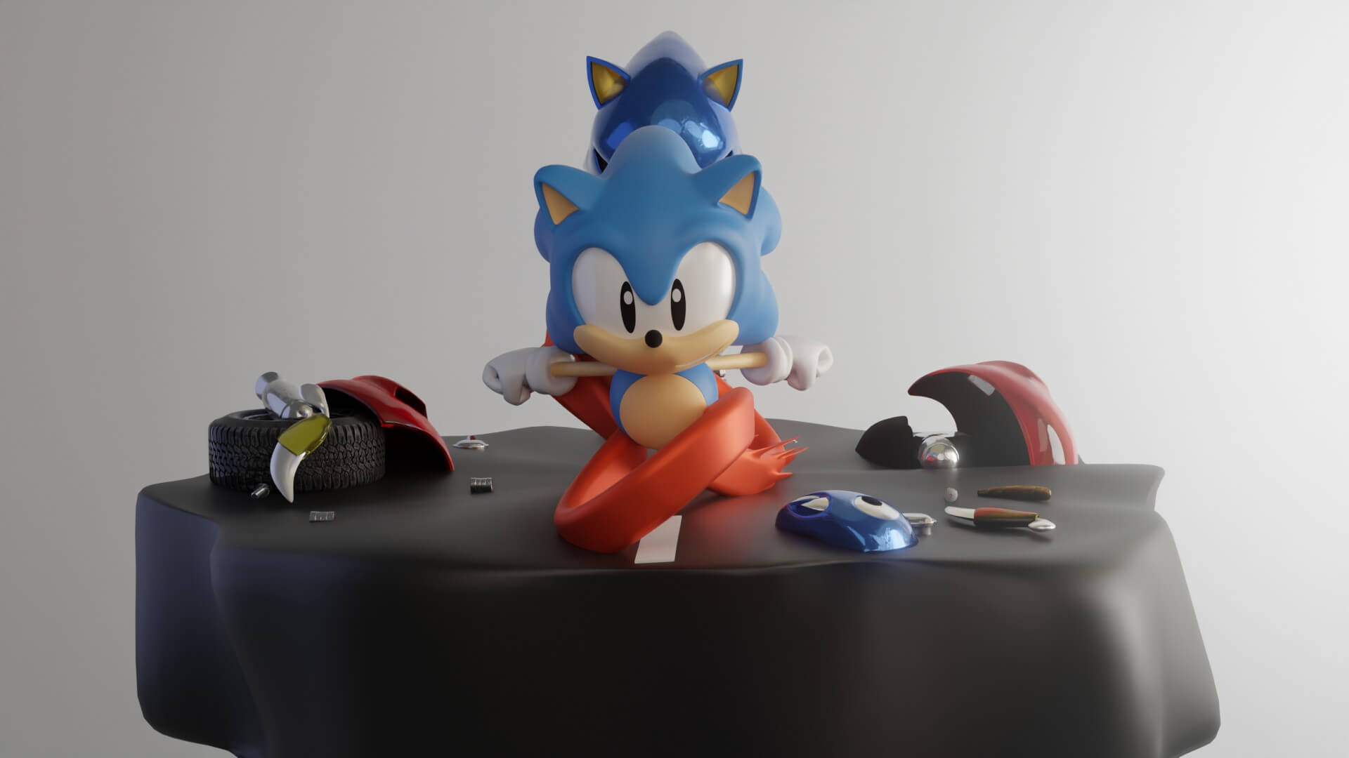 Classic Sonic Vs Metal Sonic 3D Model