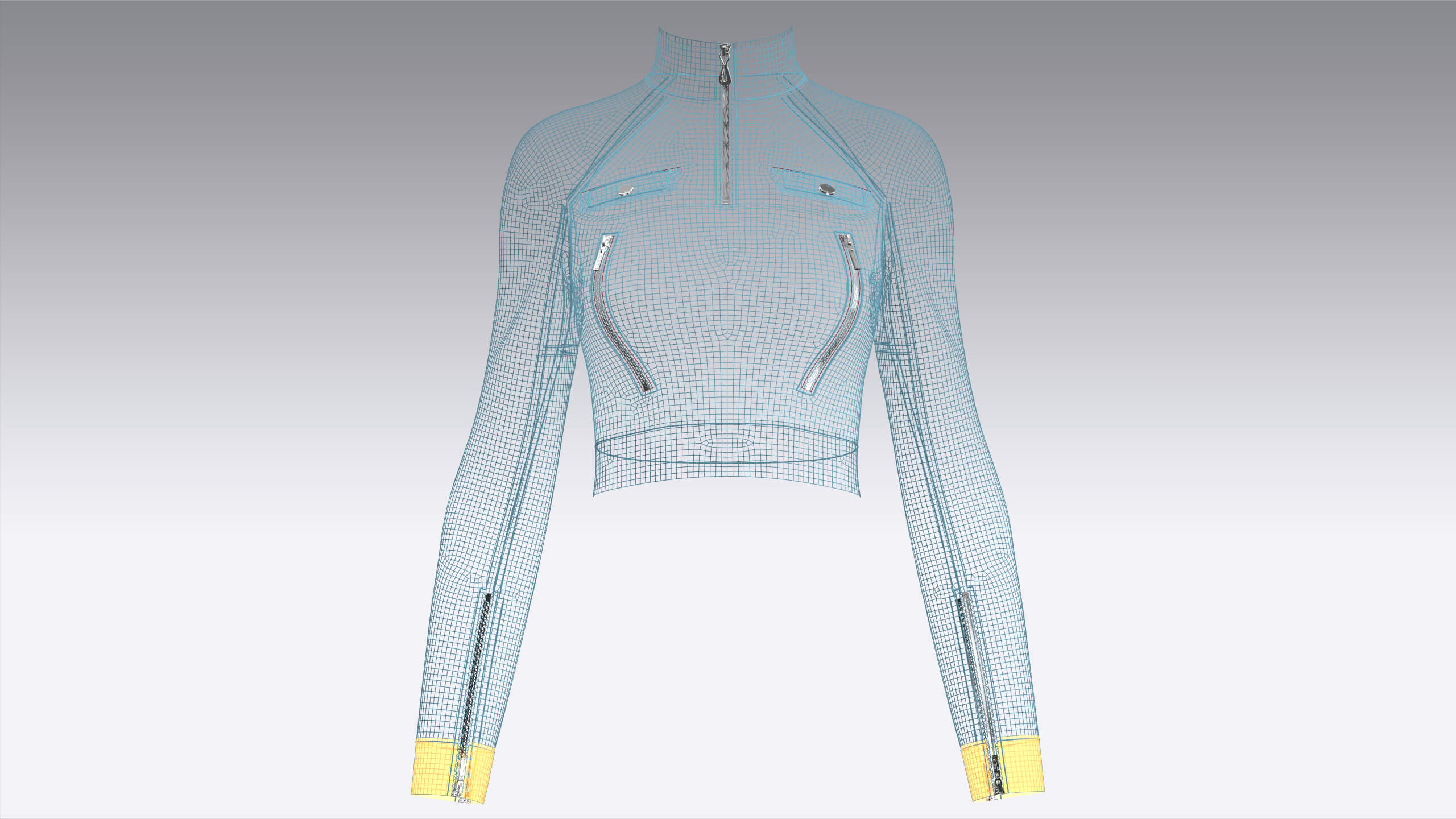 Girls Raglan Long Sleeve Tactical Crop Jacket 3D Model