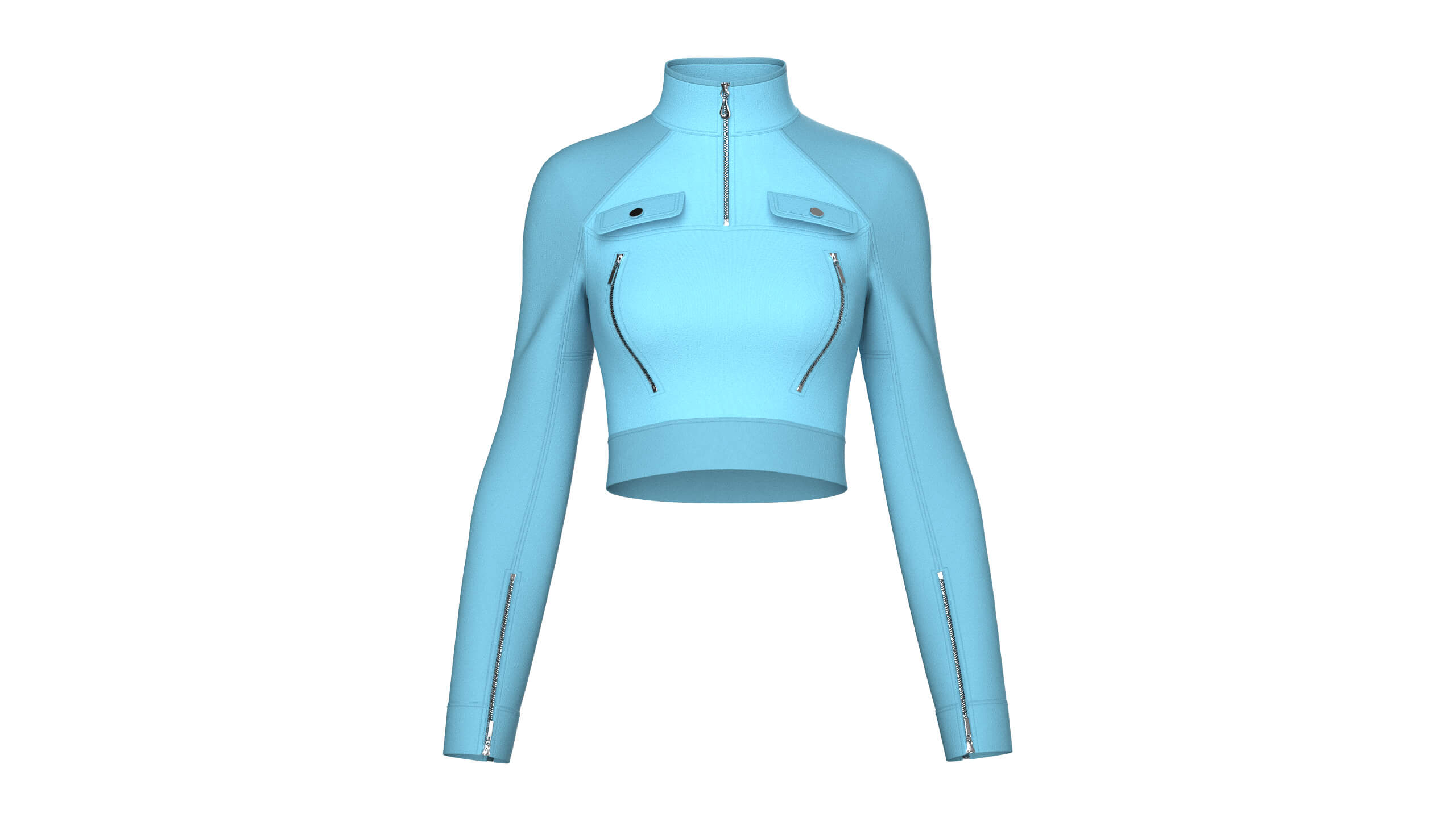 Girls Raglan Long Sleeve Tactical Crop Jacket 3D Model