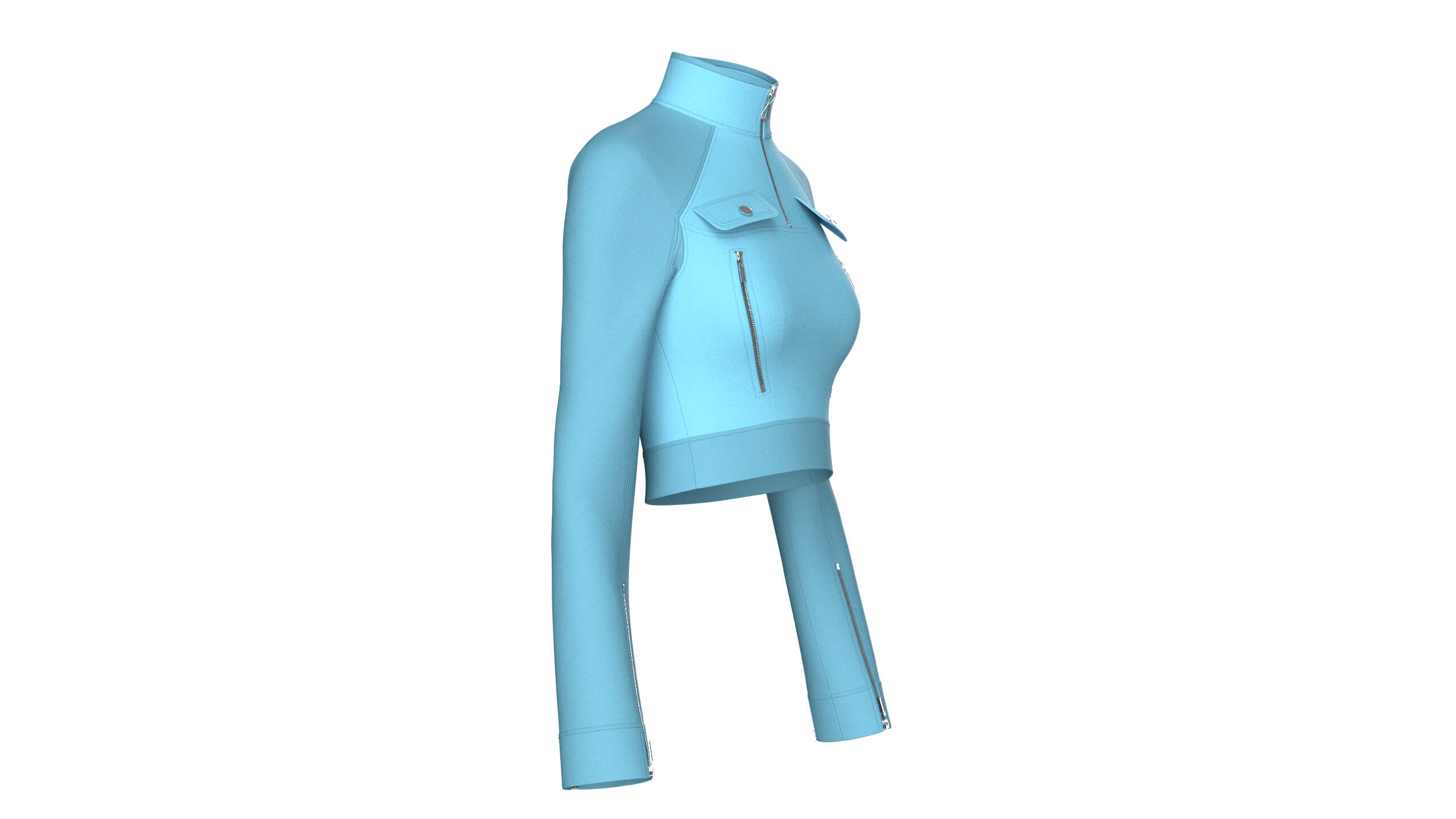 Girls Raglan Long Sleeve Tactical Crop Jacket 3D Model