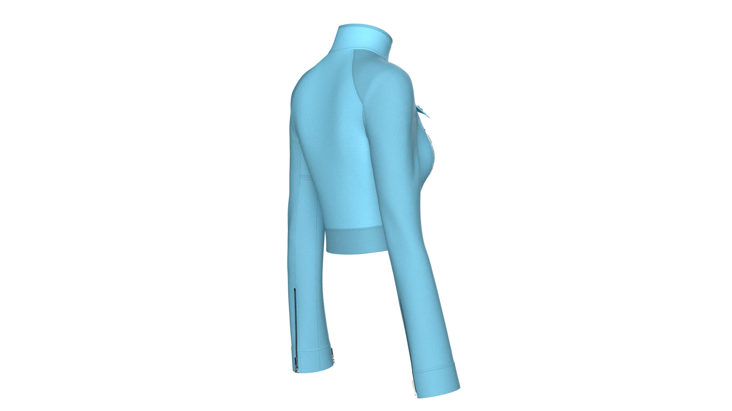 Girls Raglan Long Sleeve Tactical Crop Jacket 3D Model