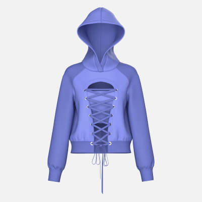 Girls Blue Hoodie with Front Lace-Up