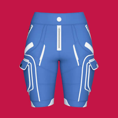 Girls Blue Tactical Shorts with White Piping