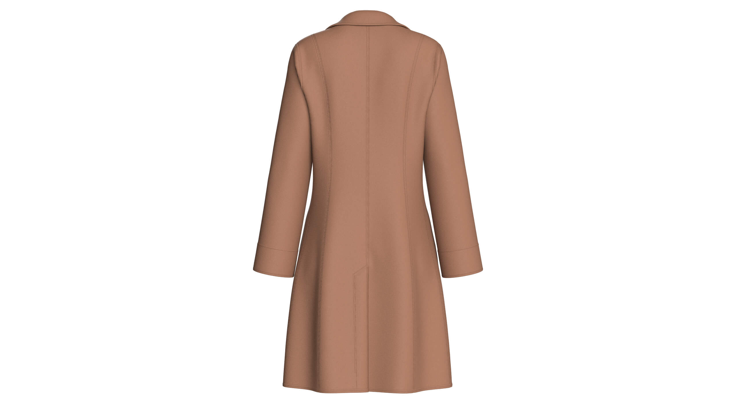 Girls Brown Double-Breasted Long Coat Dress 3D Model