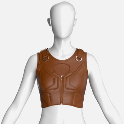 Girls Brown Leather Crop Vest