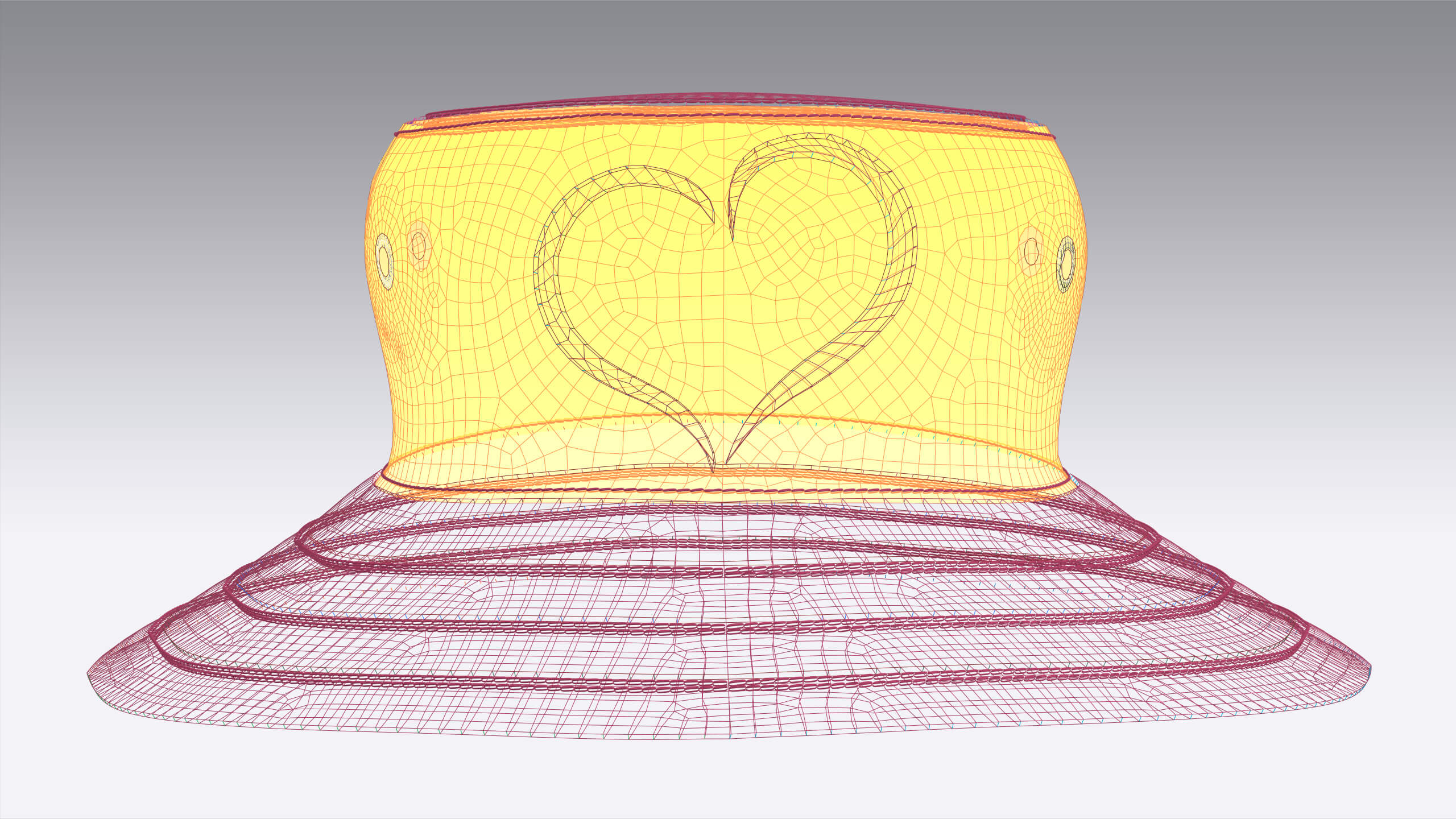 Girls Bucket Hat with Embossed Heart Detail 3D Model