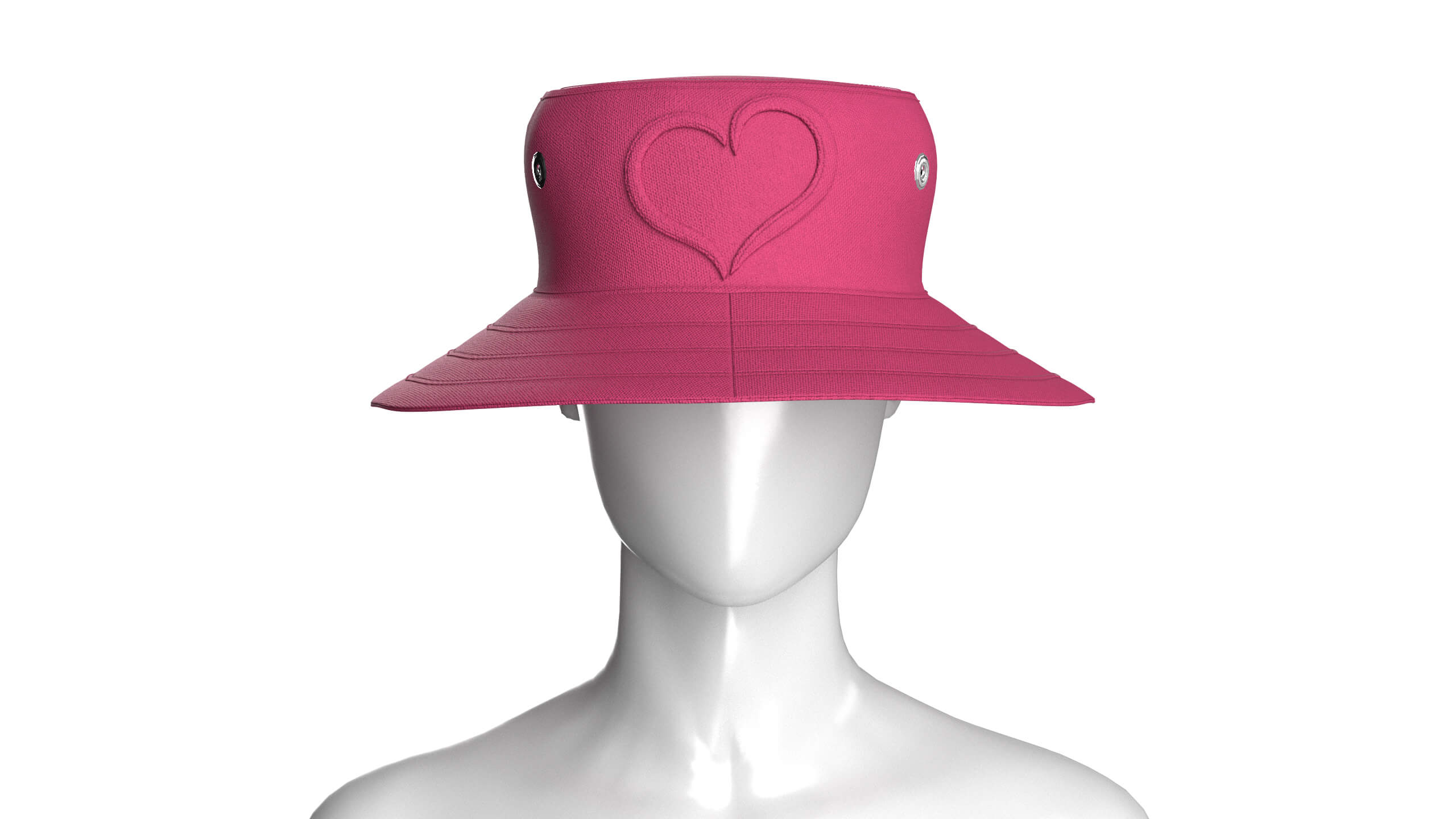 Girls Bucket Hat with Embossed Heart Detail 3D Model
