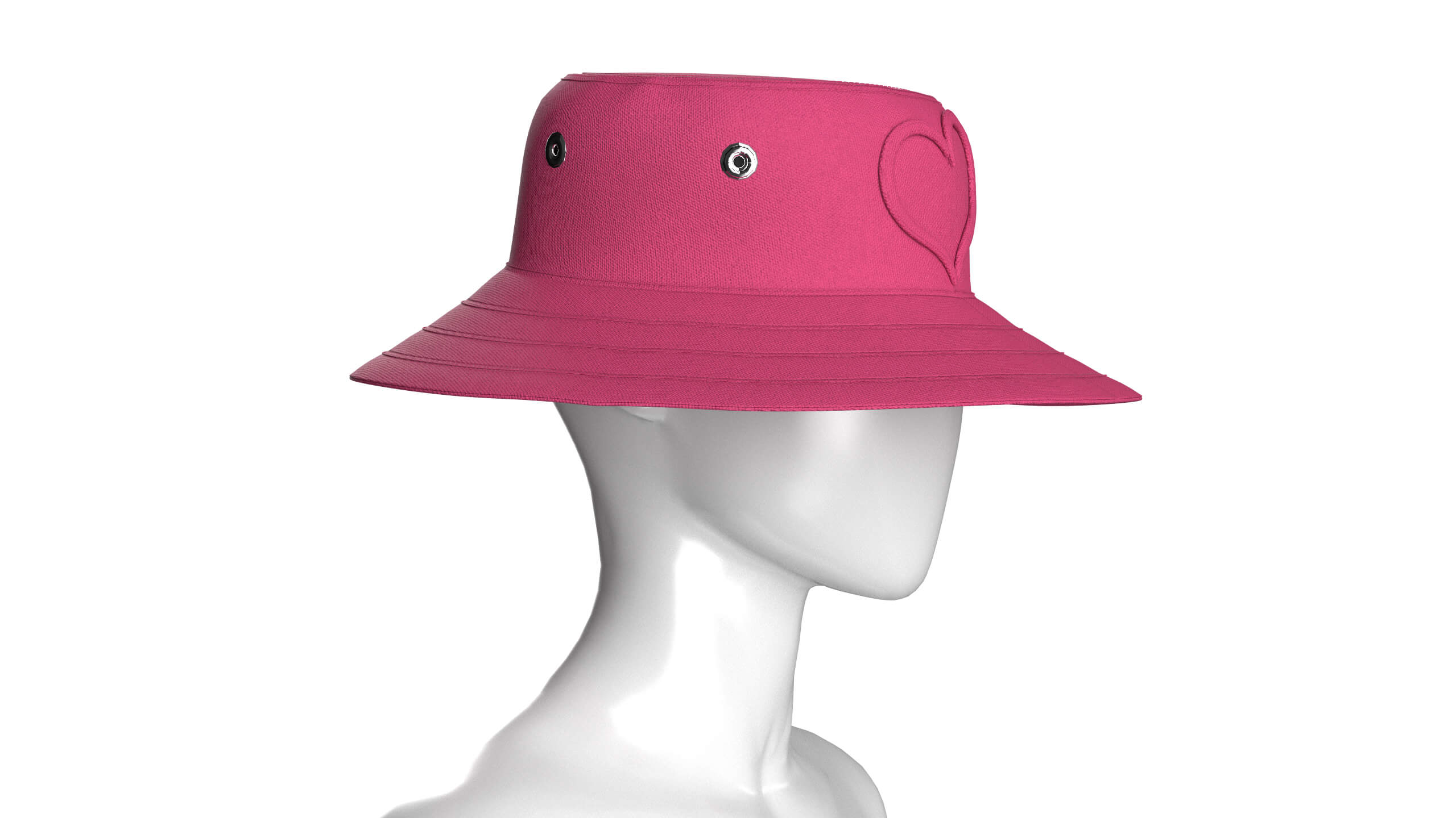 Girls Bucket Hat with Embossed Heart Detail 3D Model