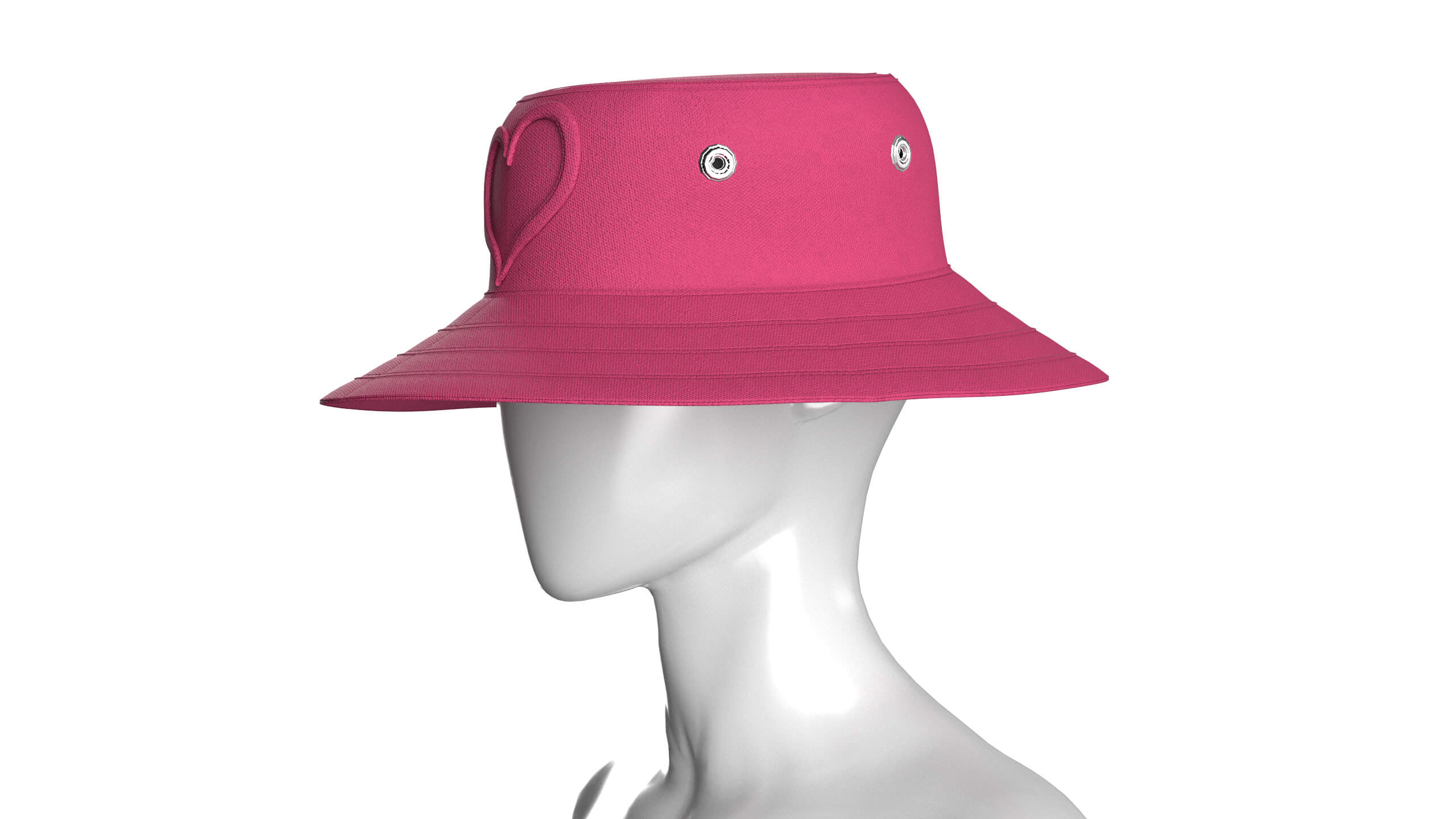 Girls Bucket Hat with Embossed Heart Detail 3D Model