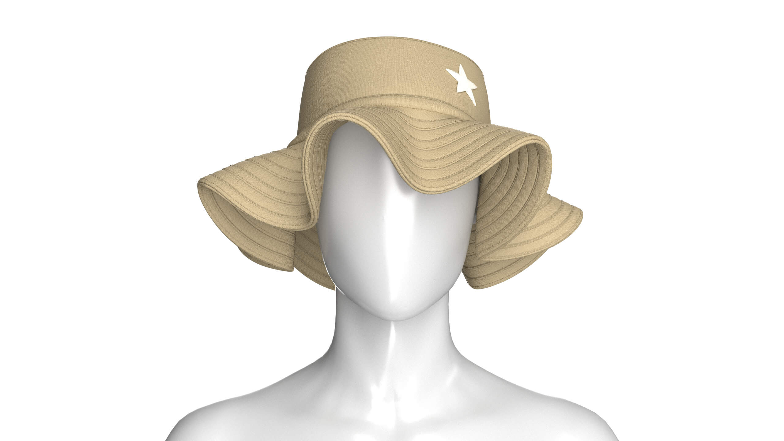 Girls Bucket Hat with Star Patch 3D Model