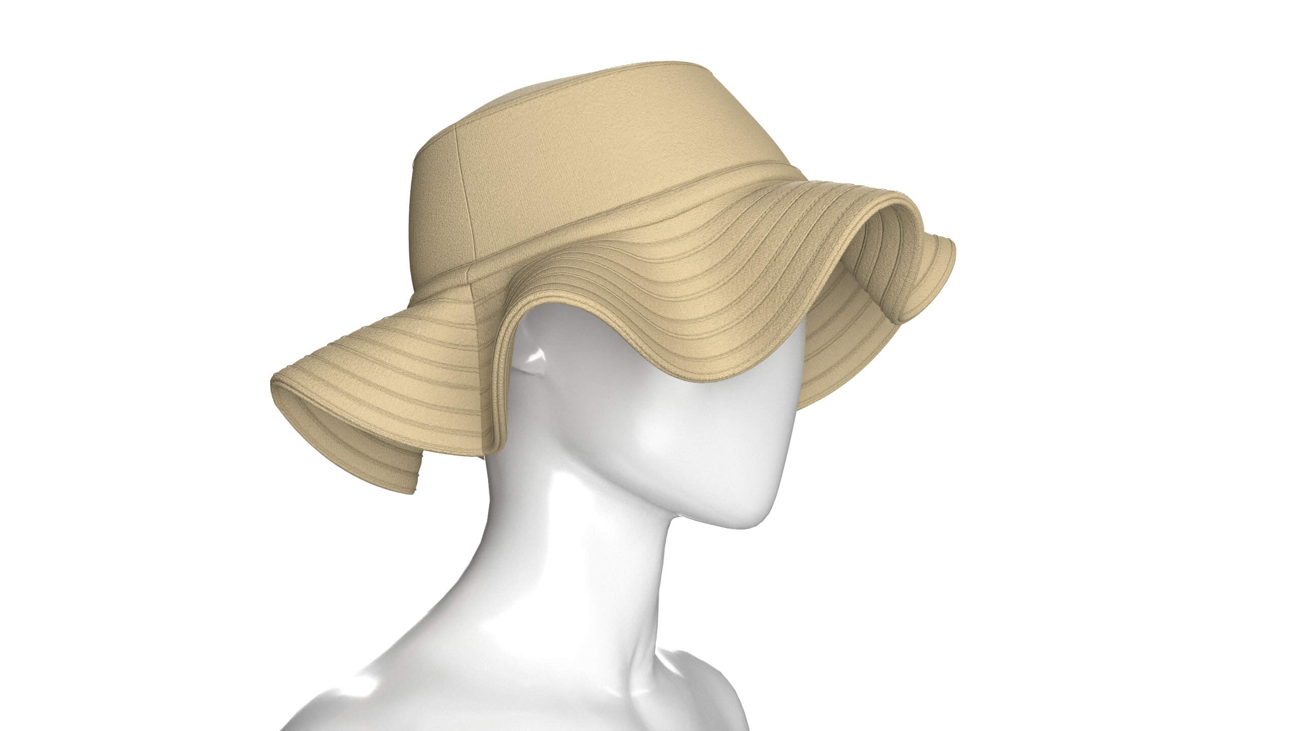 Girls Bucket Hat with Star Patch 3D Model