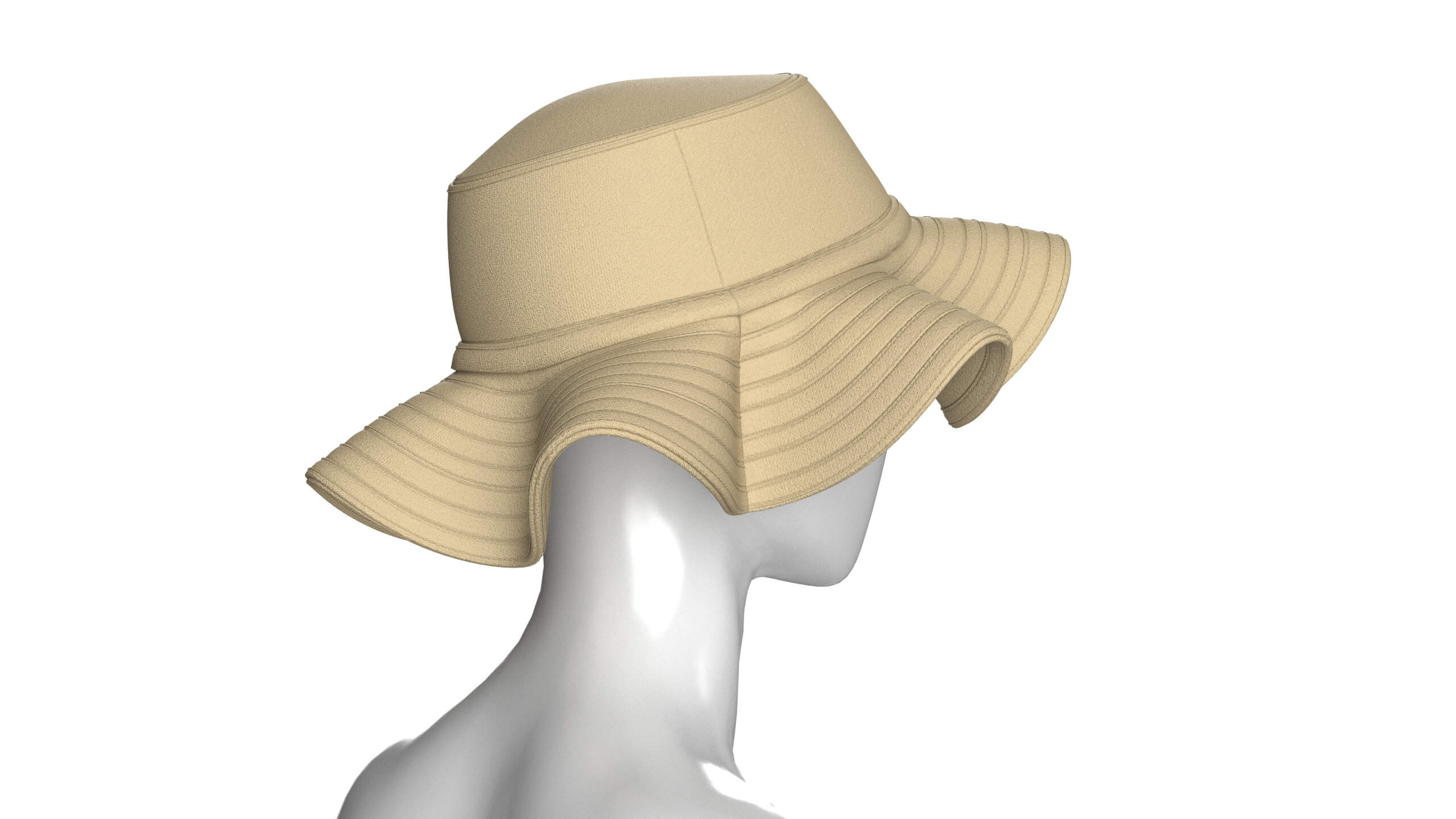 Girls Bucket Hat with Star Patch 3D Model