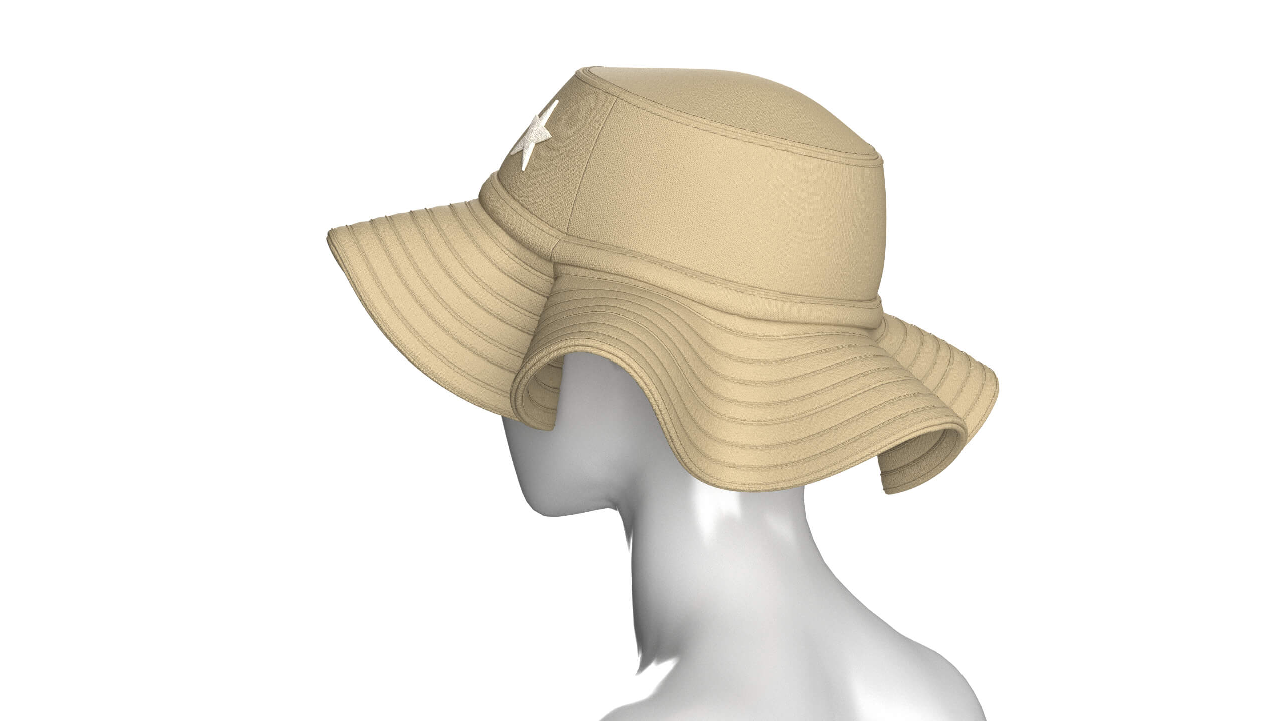 Girls Bucket Hat with Star Patch 3D Model