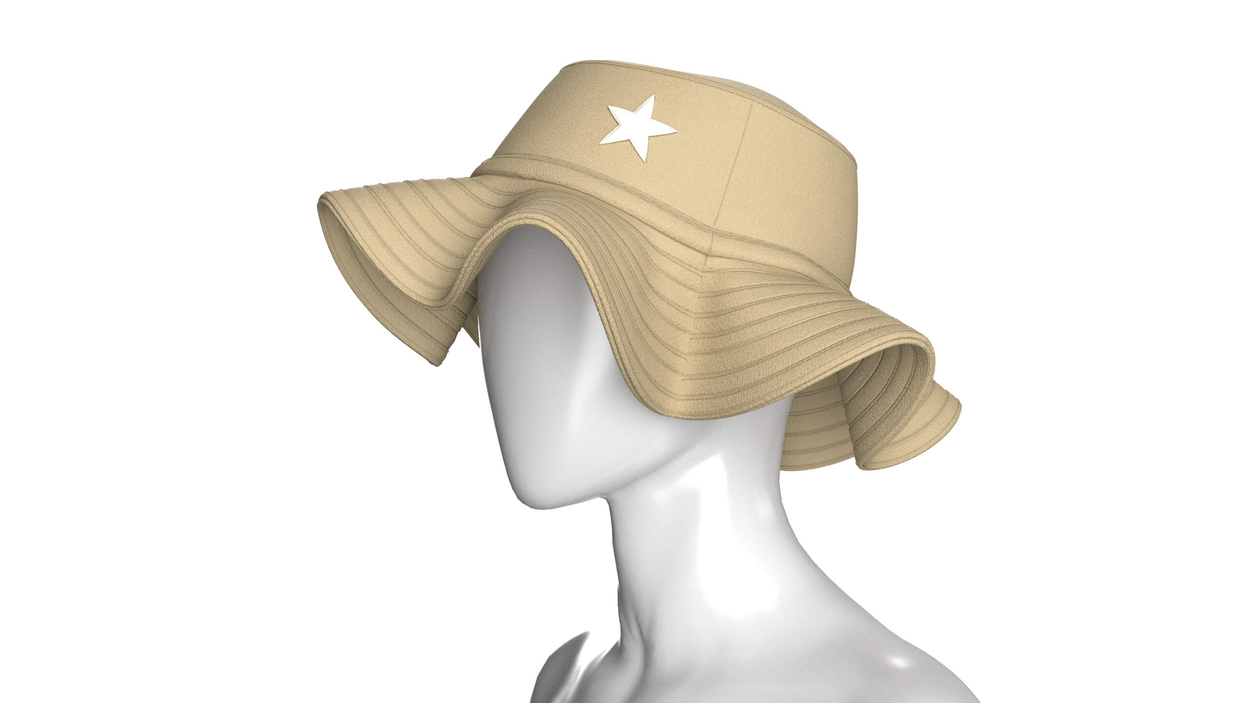 Girls Bucket Hat with Star Patch 3D Model