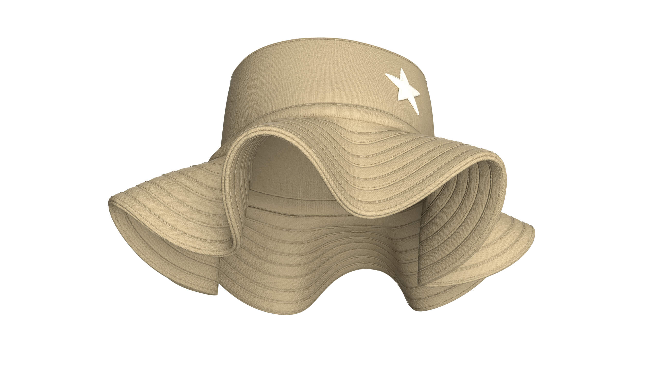 Girls Bucket Hat with Star Patch 3D Model