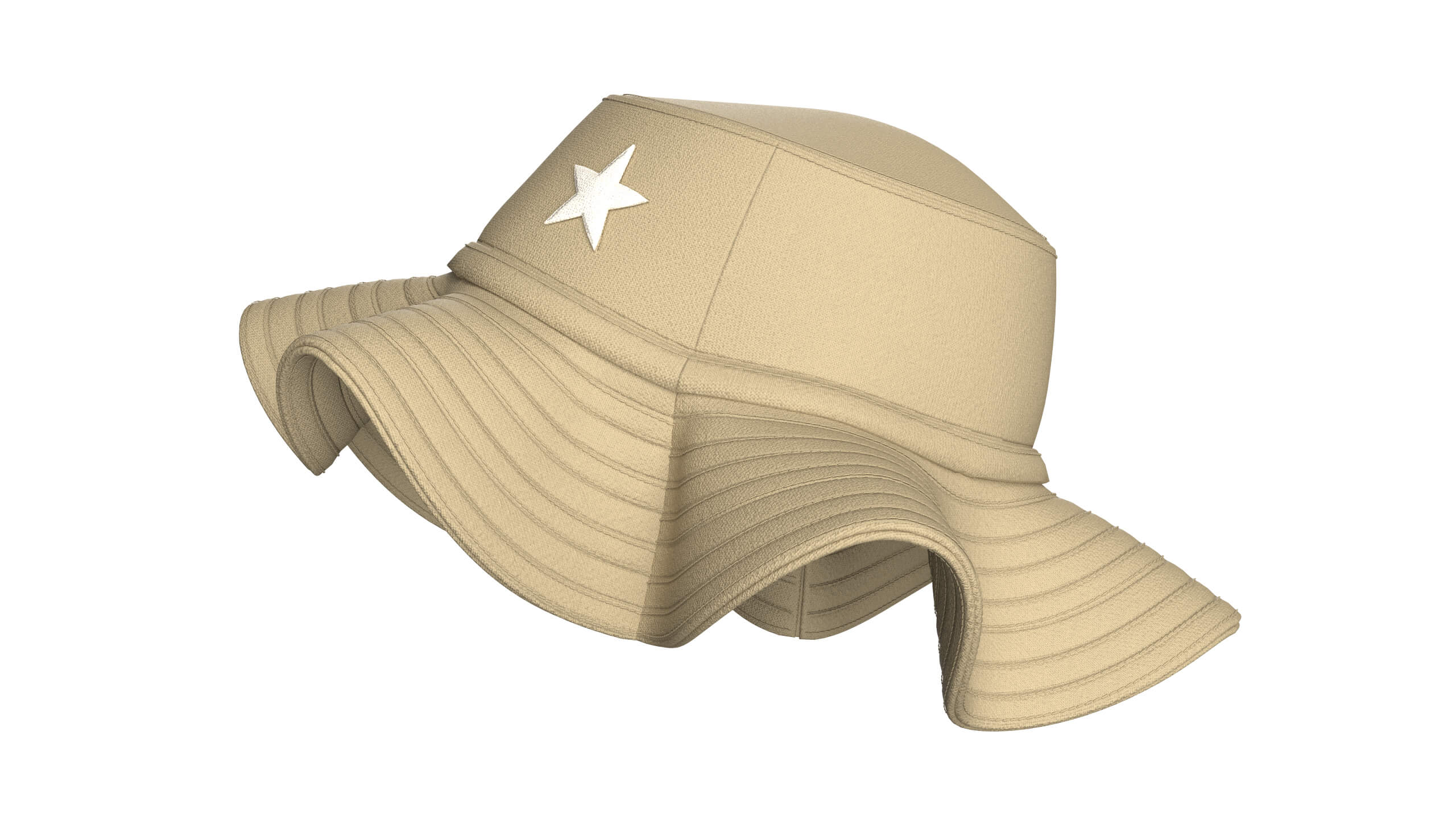 Girls Bucket Hat with Star Patch 3D Model