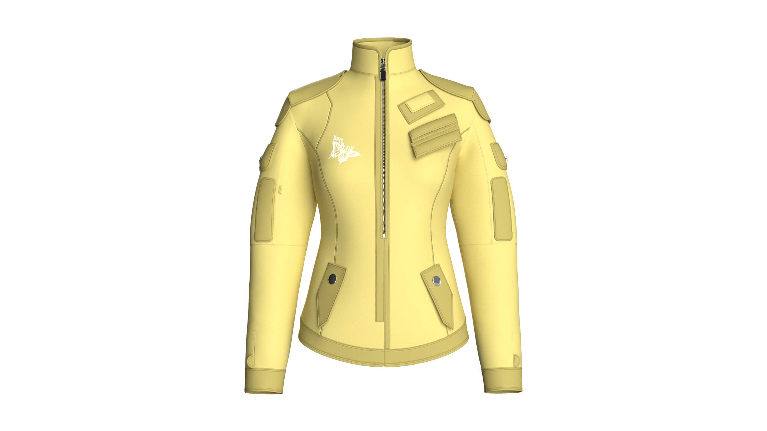 Girls Butterfly Graphic Tactical Jacket 3D Model