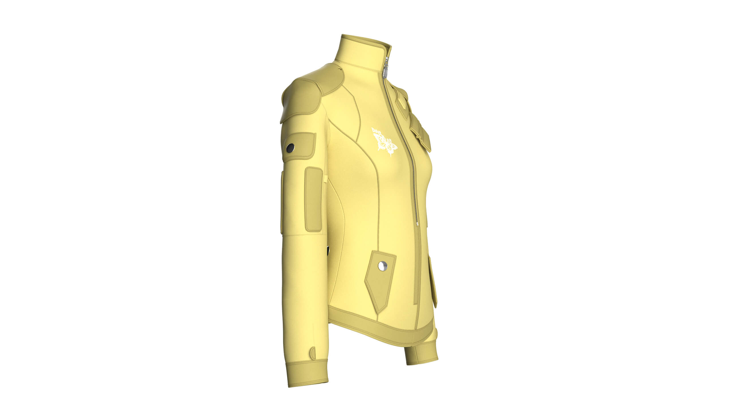 Girls Butterfly Graphic Tactical Jacket 3D Model