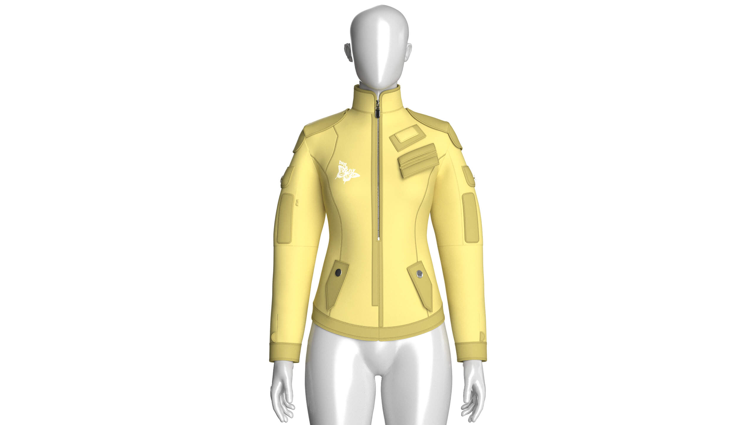 Girls Butterfly Graphic Tactical Jacket 3D Model