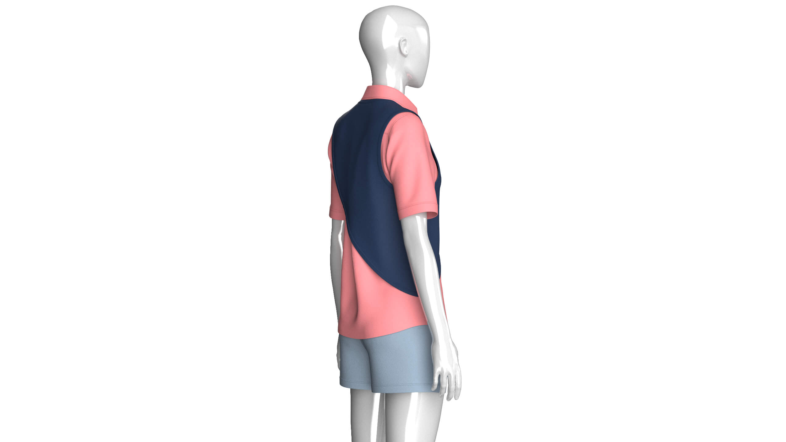 Girls Button Up Shirt with Shorts - Outfit 3D Model