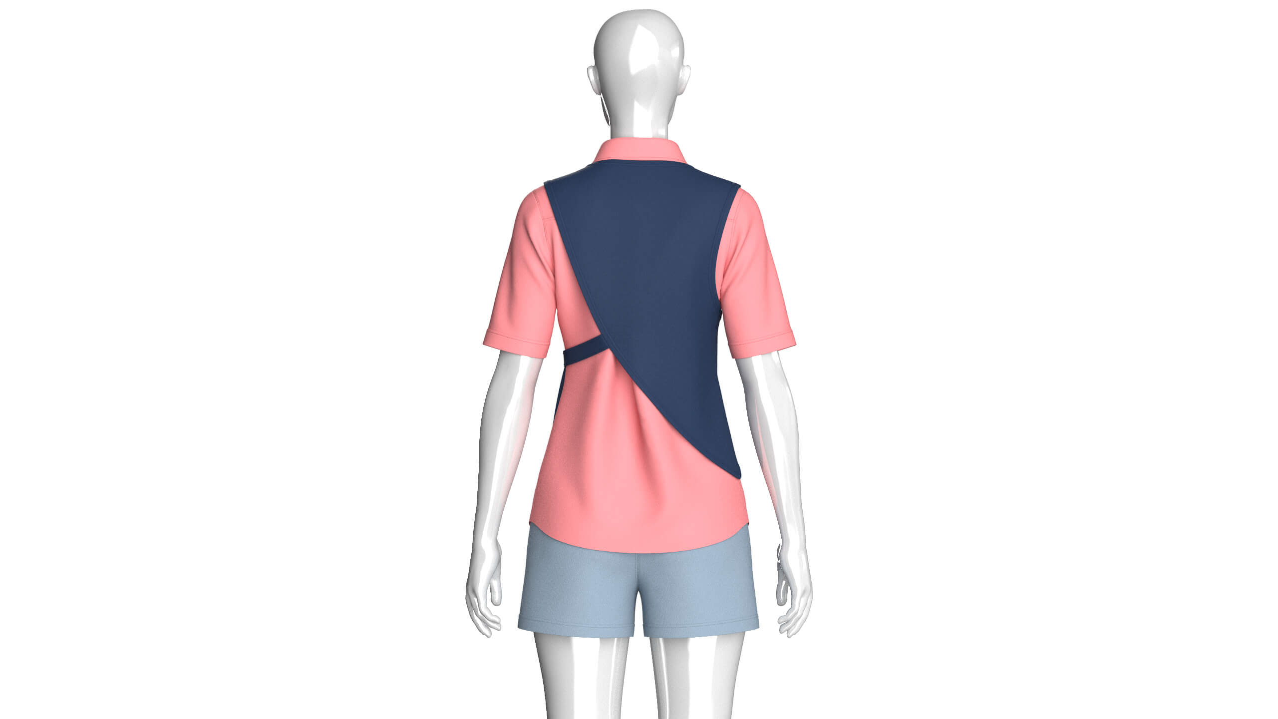 Girls Button Up Shirt with Shorts - Outfit 3D Model