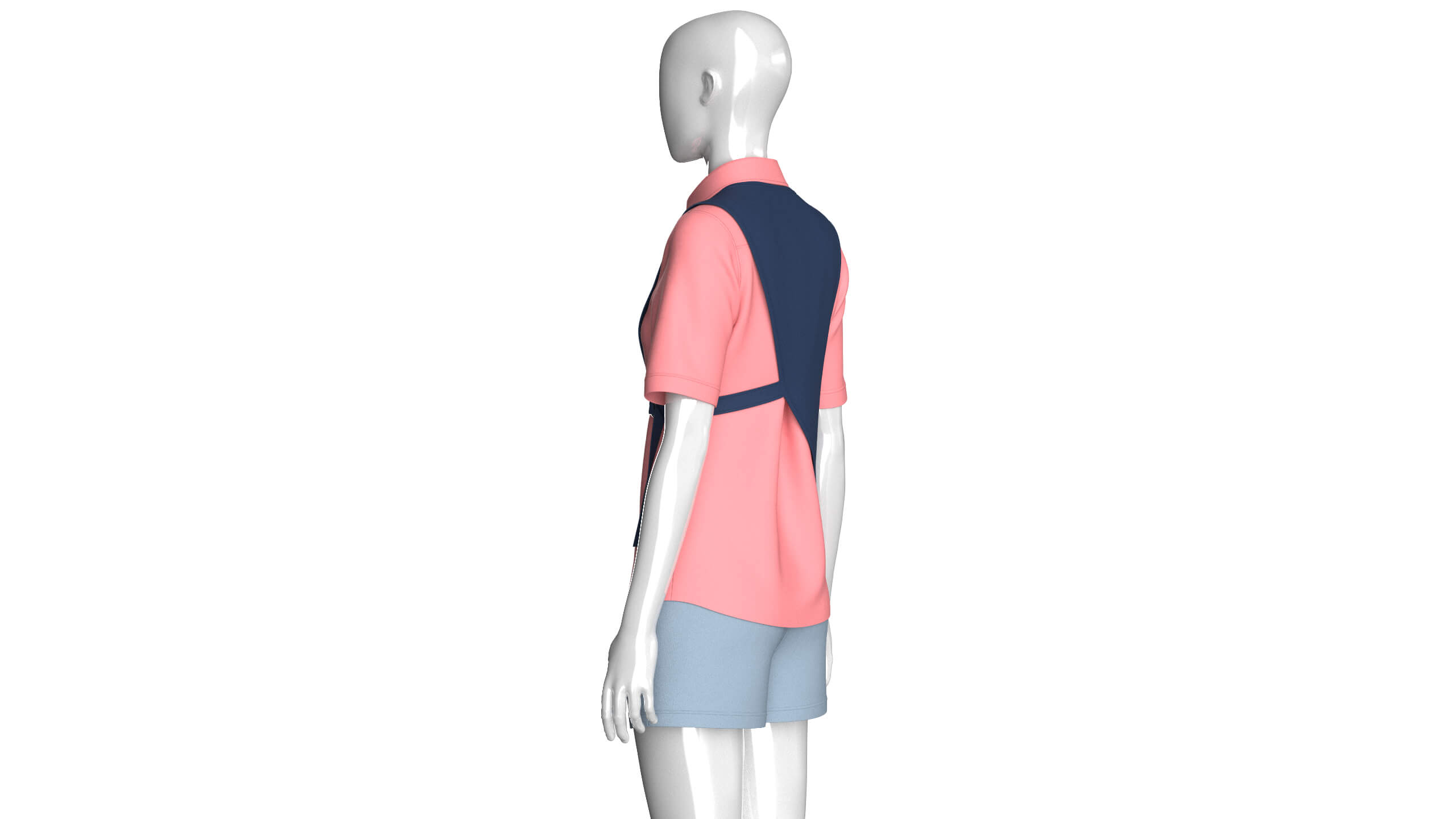 Girls Button Up Shirt with Shorts - Outfit 3D Model