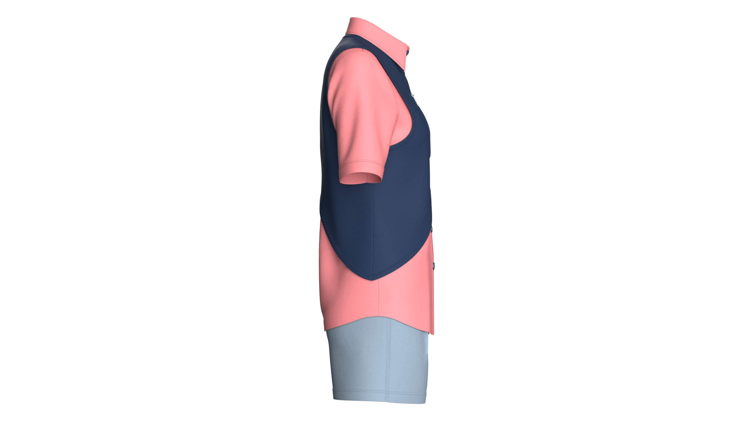 Girls Button Up Shirt with Shorts - Outfit 3D Model