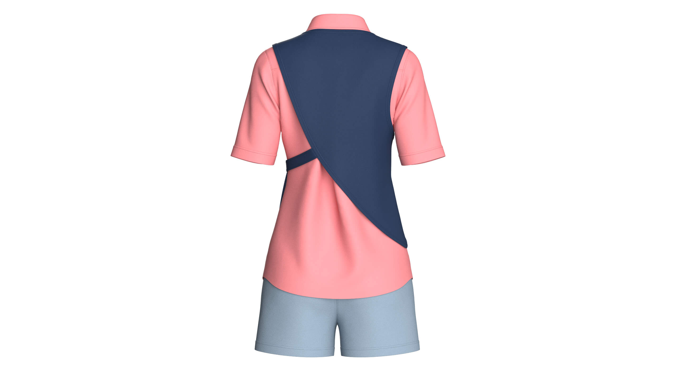 Girls Button Up Shirt with Shorts - Outfit 3D Model